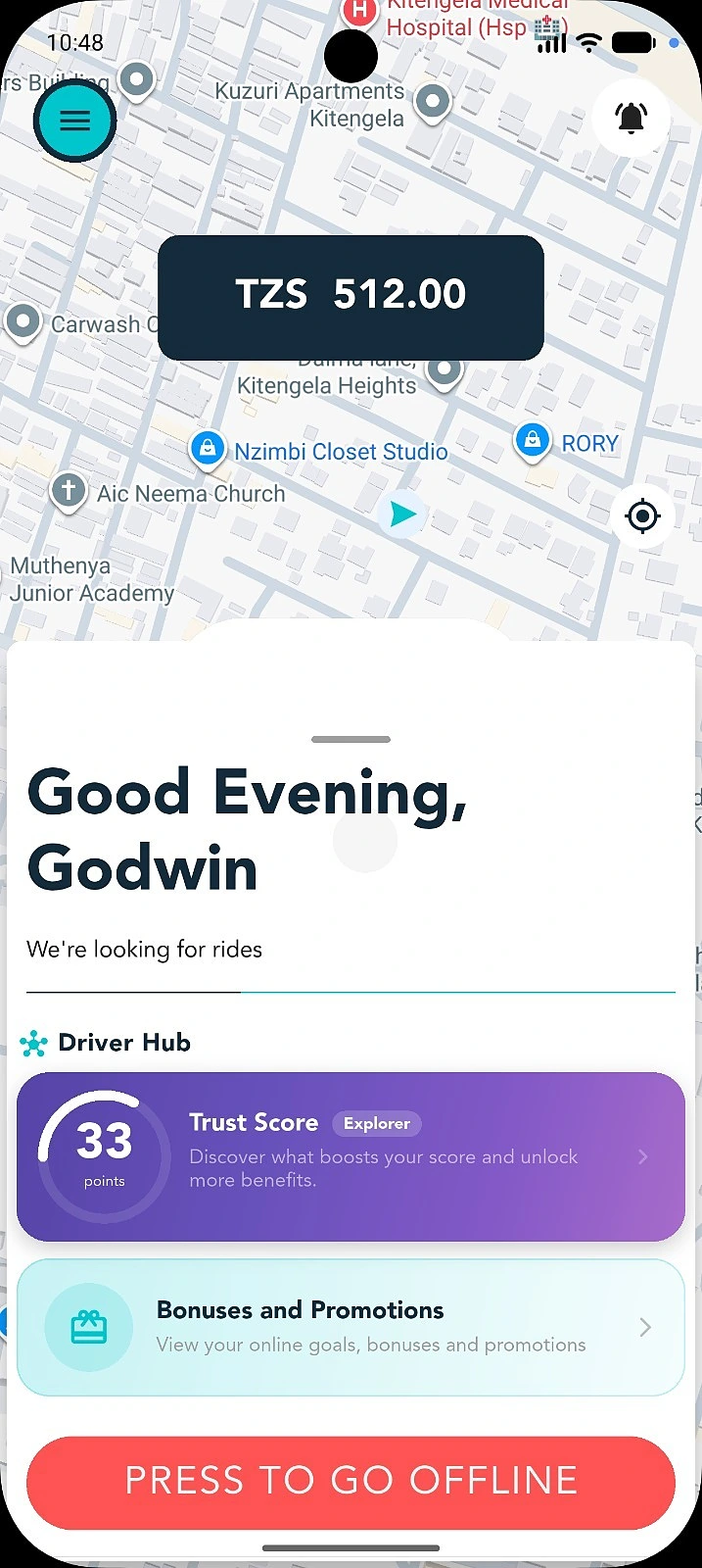 Moovn app screens on a mobile device